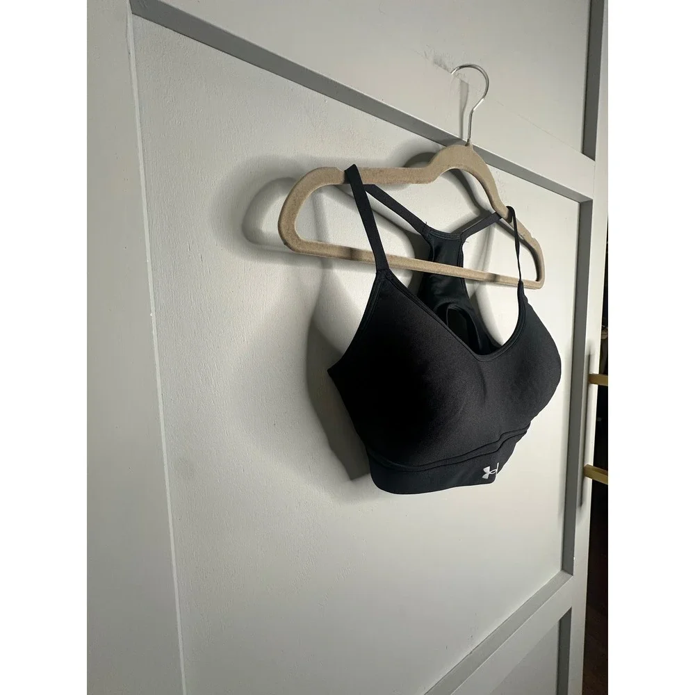 Under Armour Womens Mid Crossback Sports Bra Black Medium Impact 1372871 Size M